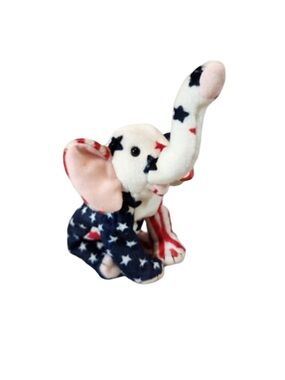 Rare Ty Beanie Babies Righty 2000 Patriotic Elephant USA Plush Stuffed Animal